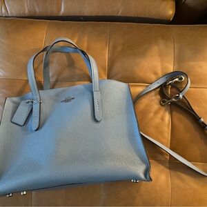 Coach Blue Leather Tote Bag